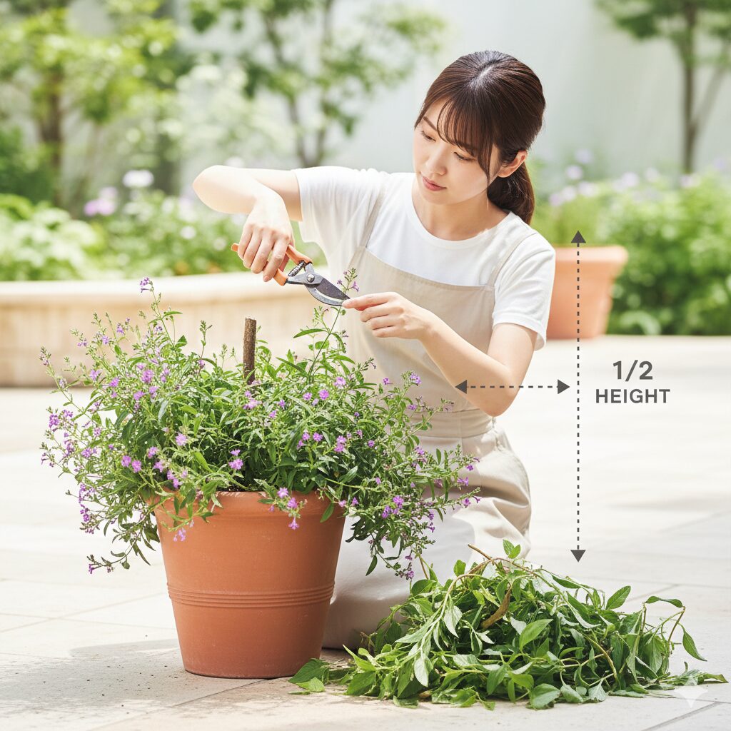 アズーロコンパクト 増やし方8　アズーロコンパクトの夏越し対策：蒸れを防ぐ大胆な切り戻し作業