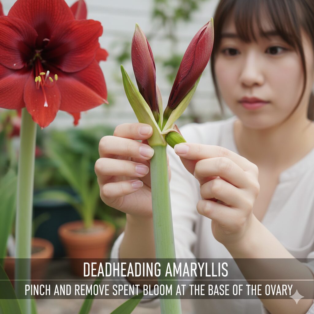 アマリリス 花が終わったら　アマリリスの花がら摘み 子房の除去