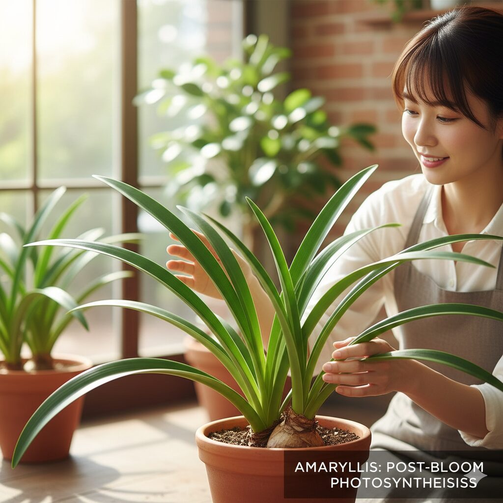 アマリリス 花が終わったら　花後のアマリリスの葉 光合成による栄養蓄積