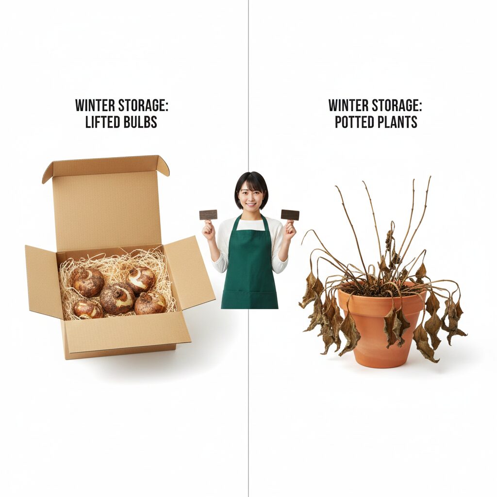 アマリリス 花が終わったら　アマリリスの冬越し方法 掘り上げと鉢植えの比較