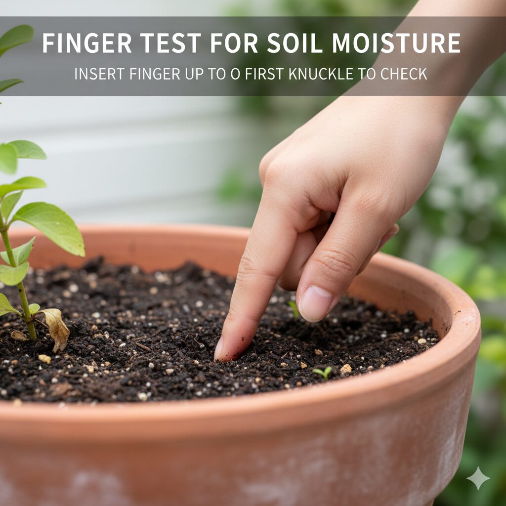 アマリリス 葉が枯れない　鉢土に指を入れて水分を確認し根腐れを防ぐ冬の水やりのタイミング確認