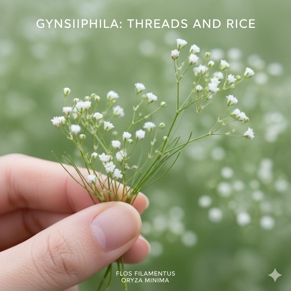 カスミソウ 漢字4　花糸撫子や小米撫子の由来となったカスミソウの繊細な茎と米粒のような小花