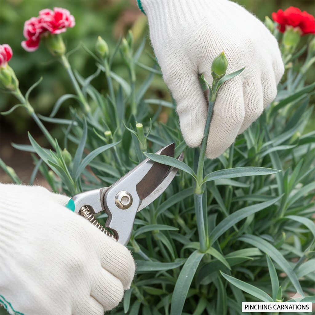 カーネーション 植え替え時期　カーネーションの切り戻し剪定における正しい節の上のカット位置