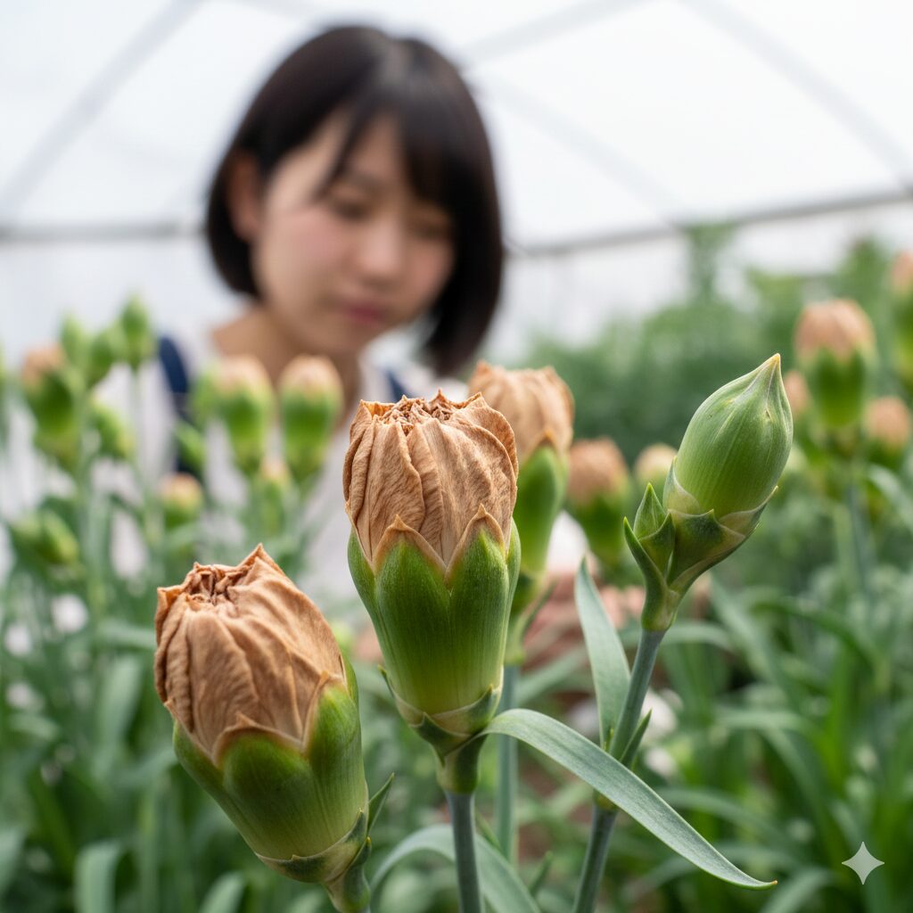 カーネーション 育て方 枯れる カーネーションのつぼみが茶色く変色し咲かずに枯れるブラスティング現象