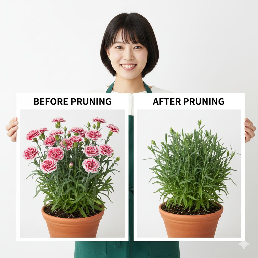 カーネーション 育て方 枯れる カーネーションの夏越し成功率を高める切り戻し剪定のビフォーアフター