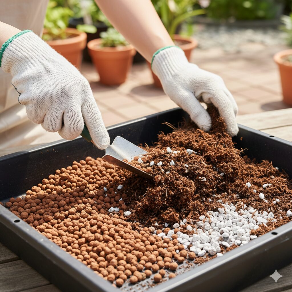 クレマチスの育て方 地植え クレマチス地植え用に赤玉土と腐葉土をブレンドした水はけの良い培養土