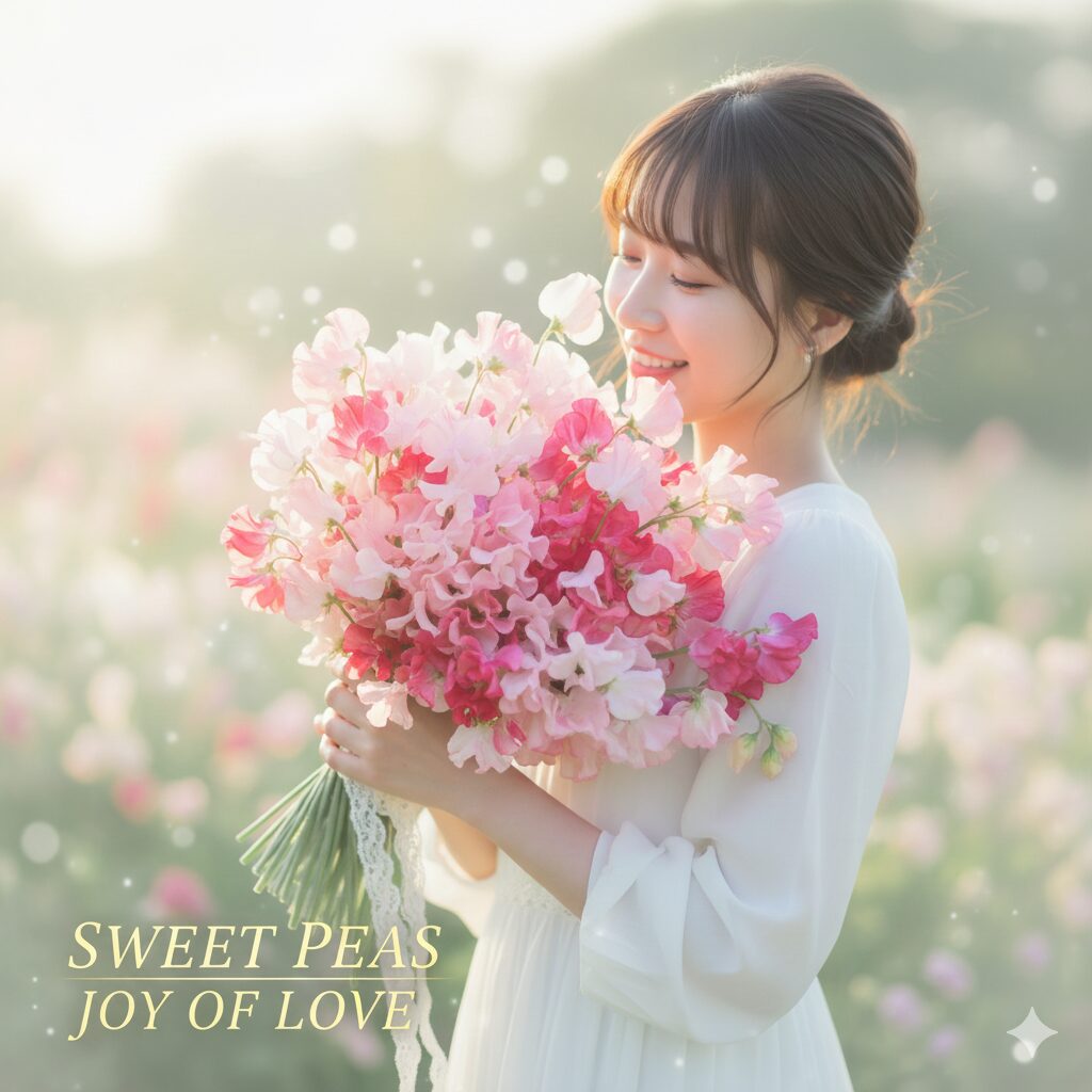 スイートピー 花言葉 怖い4　ピンク色のスイートピー、恋の愉しみと優美を意味する花言葉