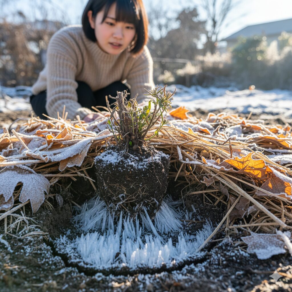 スズラン 植え替え時期6　寒冷地でのスズラン植え替えで注意すべき霜柱による凍上被害とマルチング対策