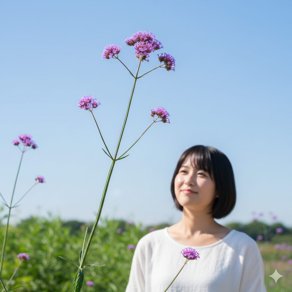 バーベナ 切り戻し 時期9 直立して涼しげに咲く三尺バーベナ(バーベナ・ボナリエンシス)の花穂。
