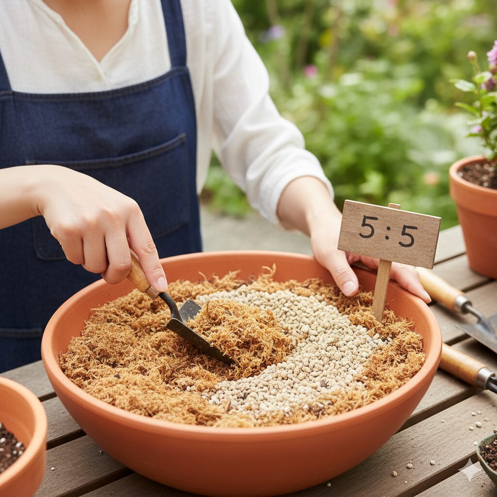 フランネルフラワー 地植え6　フランネルフラワーに最適な酸度無調整ピートモスと鹿沼土の配合土