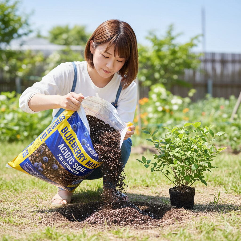 フランネルフラワー 地植え7　強酸性土壌を手軽に作るために活用できるブルーベリー専用培養土