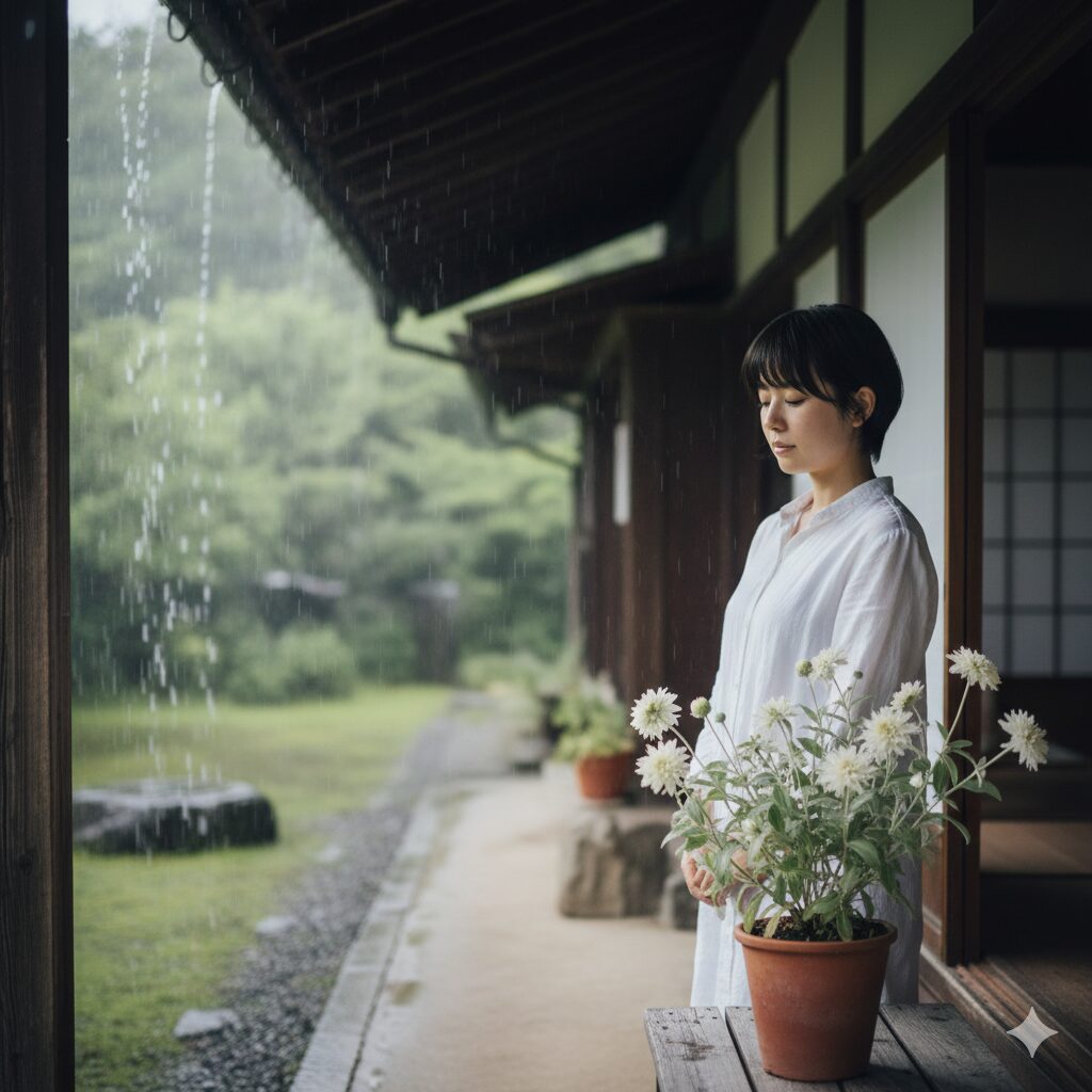 フランネルフラワー 寄せ植え 相性7　夏越しを成功させるための雨が当たらない軒下でのフランネルフラワー管理