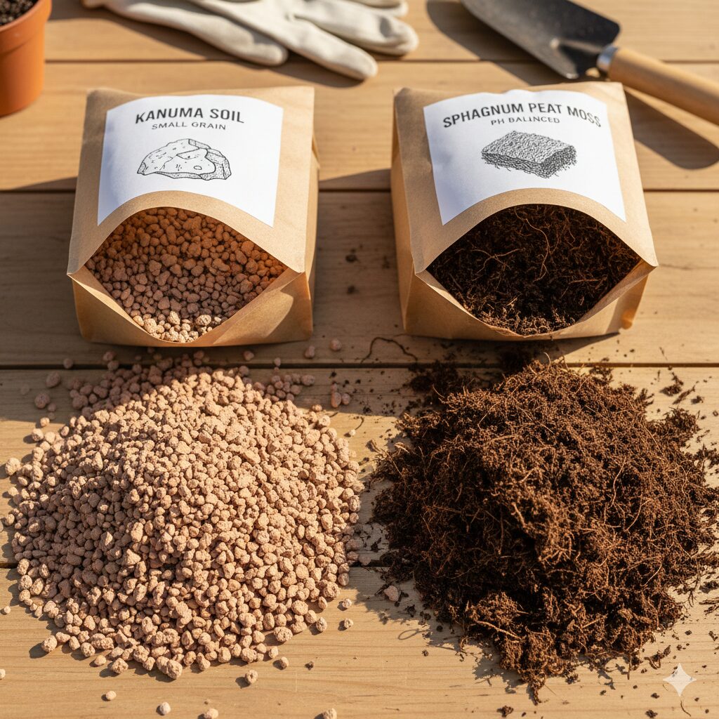 フランネルフラワー 挿し木3　フランネルフラワーの挿し木用土｜酸性を好むため鹿沼土小粒と酸度無調整ピートモスを使用