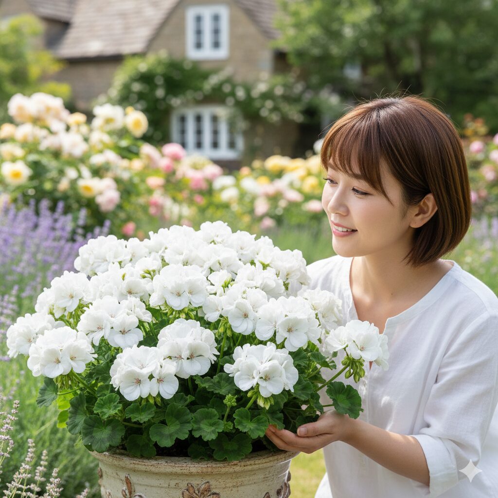 フランネルフラワー 難しい9　日本の気候でも育てやすい改良品種フェアリーホワイトの美しい鉢植え