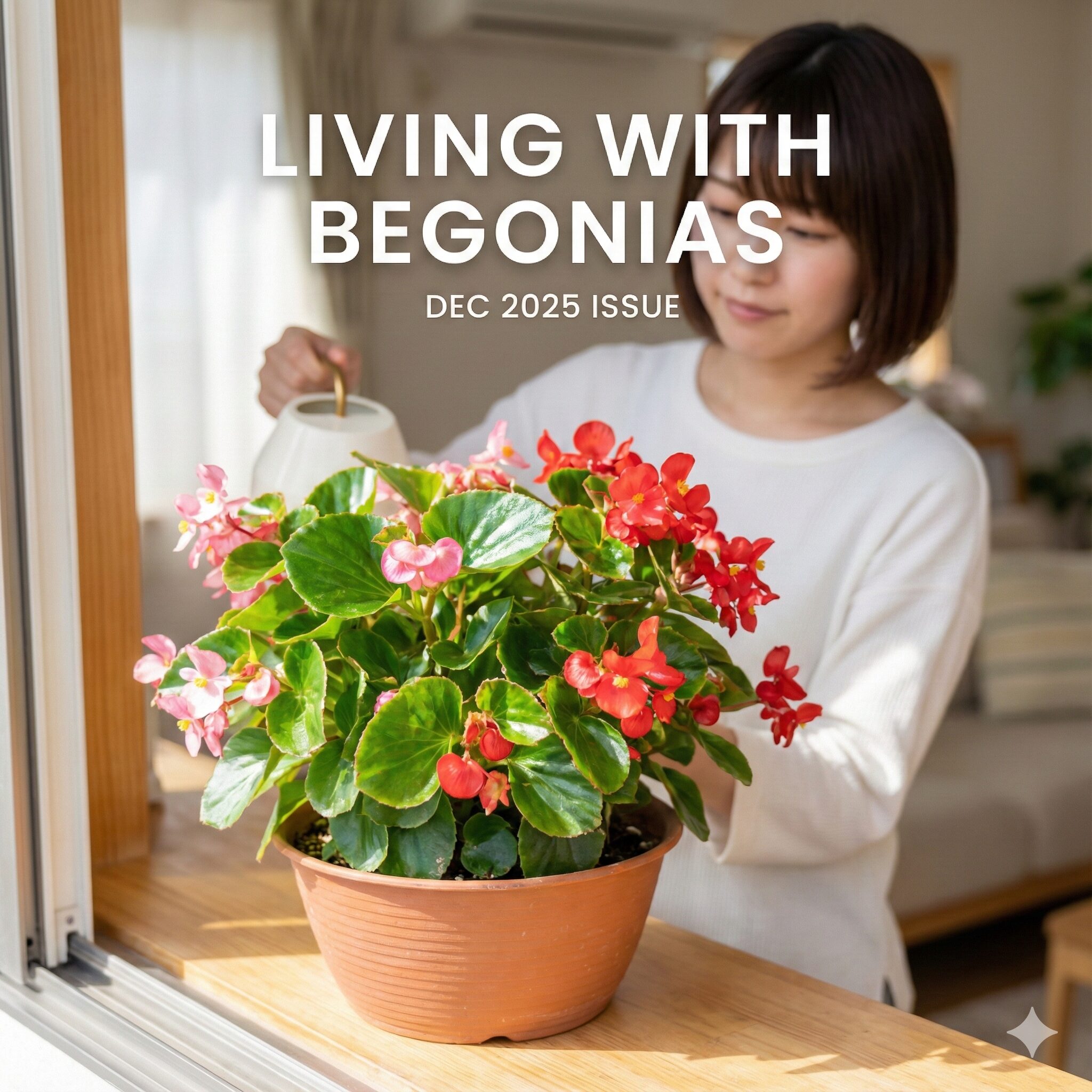 ベゴニア 育て方 鉢植え1　室内やベランダで美しく咲くベゴニアの鉢植えと色鮮やかな花