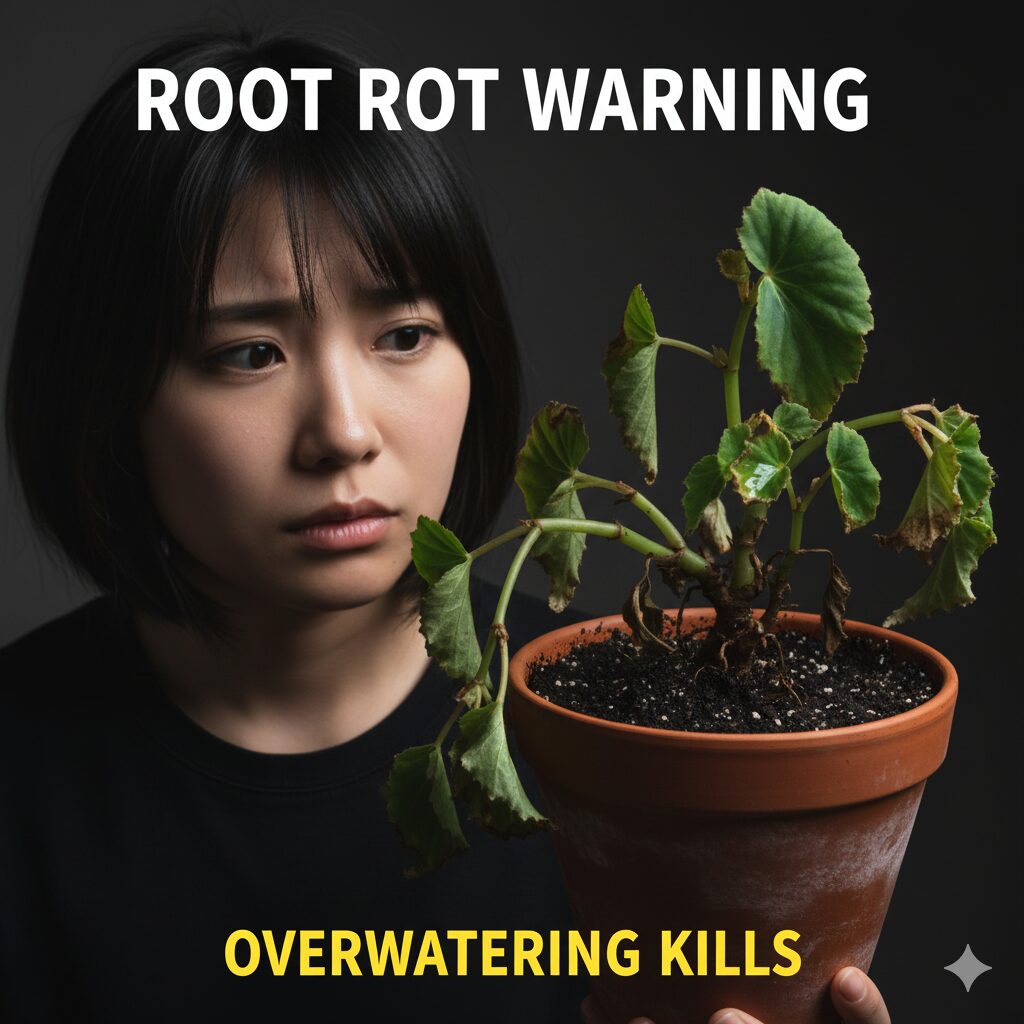 ベゴニア 花が終わったら10　ベゴニアの根腐れ症状 土が湿っているのに葉がしおれる現象