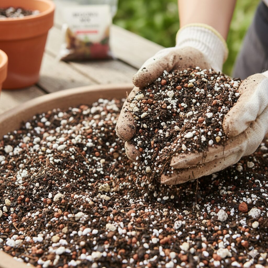ベゴニア 花が終わったら5　ベゴニア用の土の配合 パーライトや軽石を混ぜた水はけの良い用土