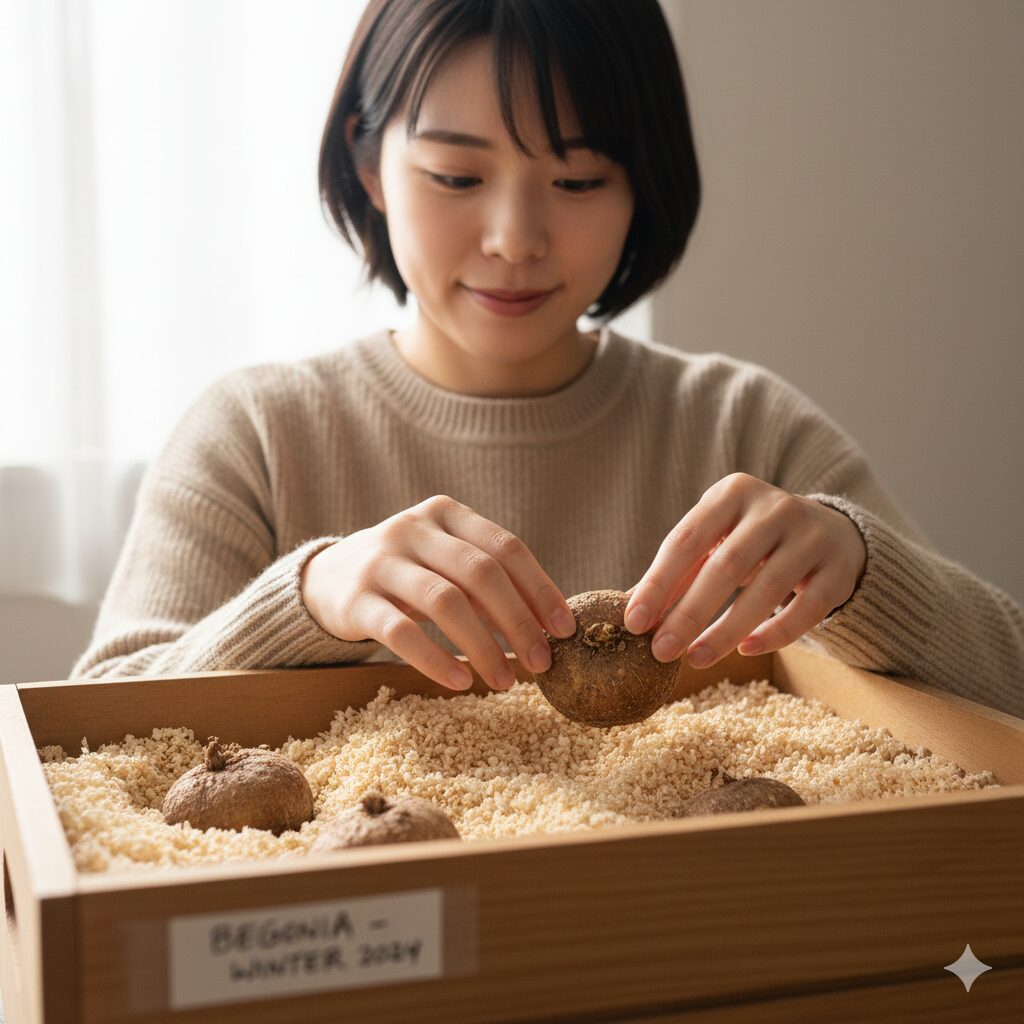 ベゴニア 花が終わったら9　球根性ベゴニアの冬越し 掘り上げて乾燥させた球根の保管方法