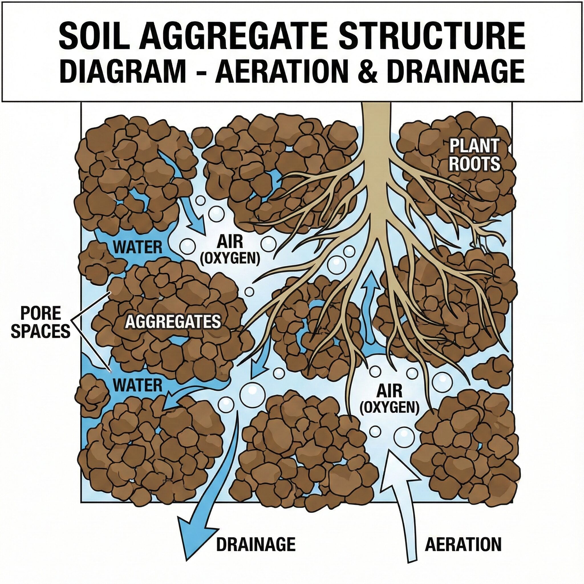ベゴニア育て方初心者6　ベゴニアの根腐れを防ぐ土の団粒構造と通気性・排水性の仕組み図解