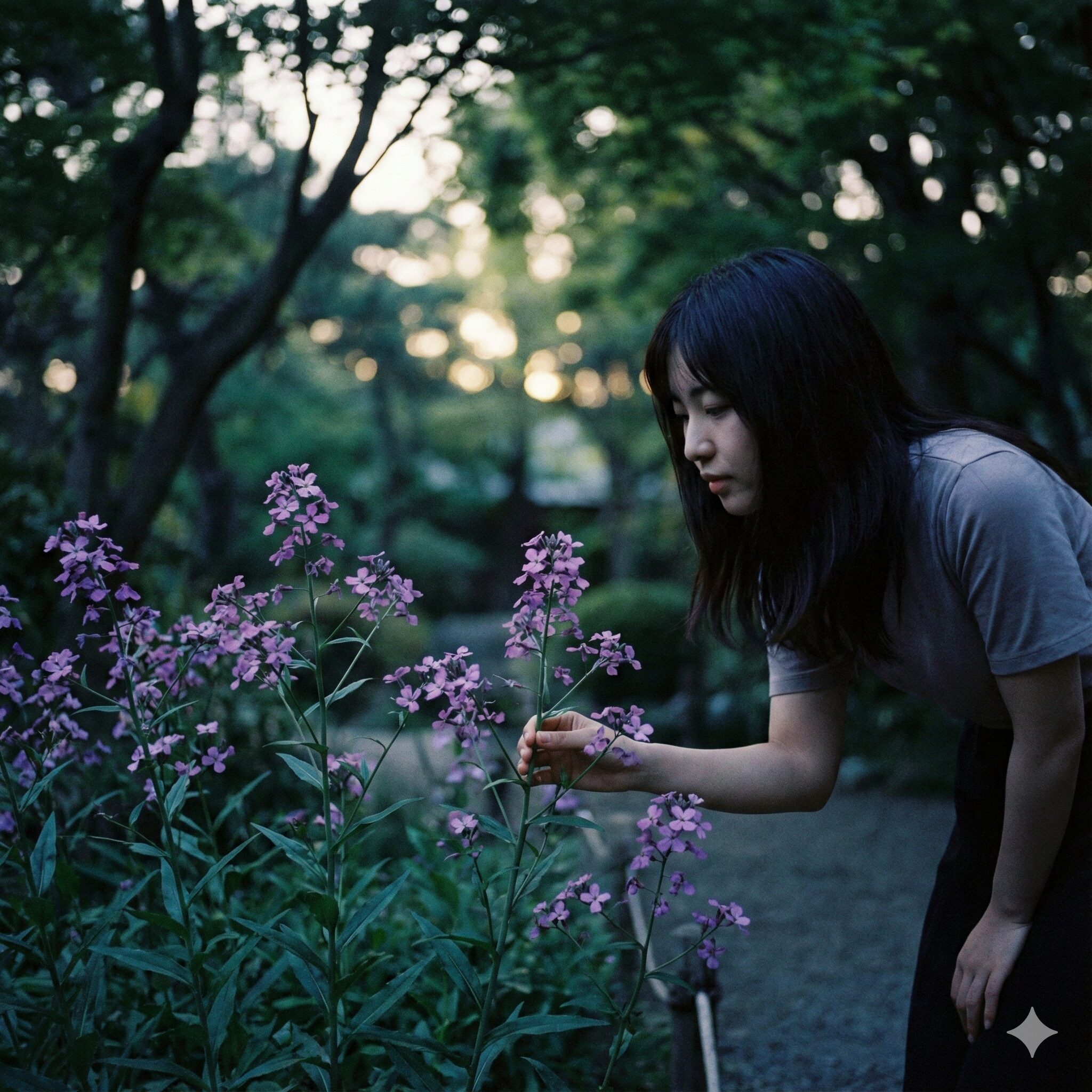 ムラサキハナナ ハナダイコン 違い3 茎を抱かない細長い葉を持つ本来のハナダイコン(ヘスペリス・マトロナリス)の花