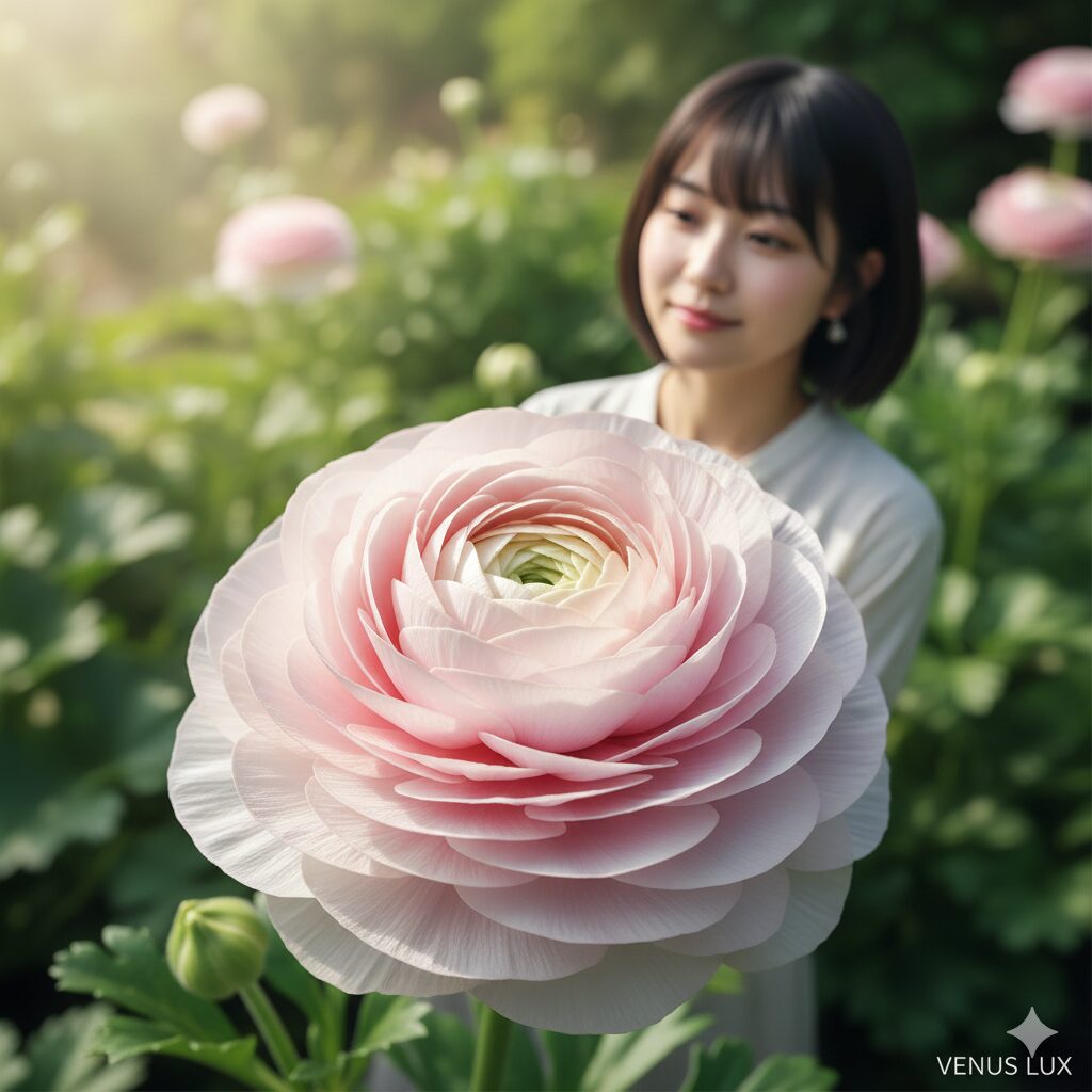 ラナンキュラス ラックス 苗 ホームセンター4　真珠のような光沢と淡いピンク色が特徴の2025年新品種ラナンキュラス・ラックス「ヴィーナス」