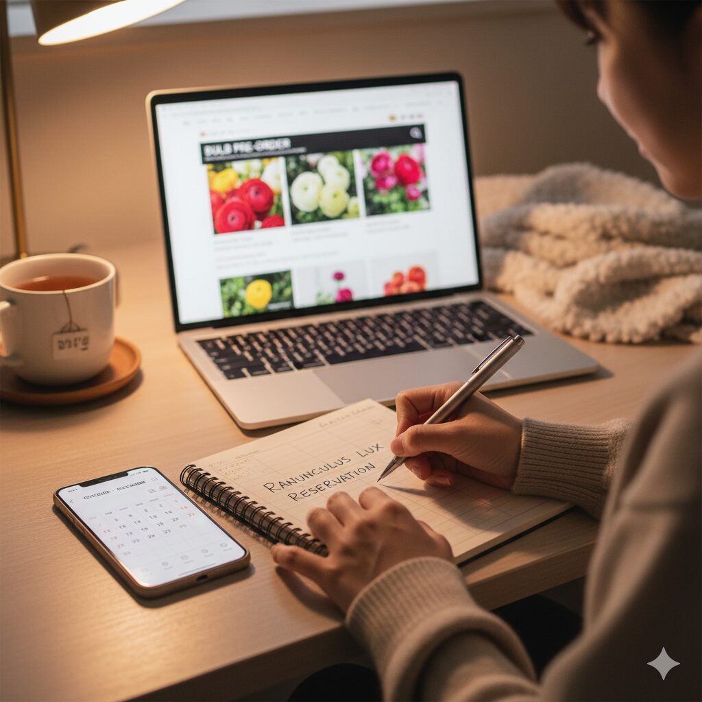 ラナンキュラスラックス 販売時期2　ラナンキュラスラックスの苗を秋にネット通販で予約するためのスケジュール確認