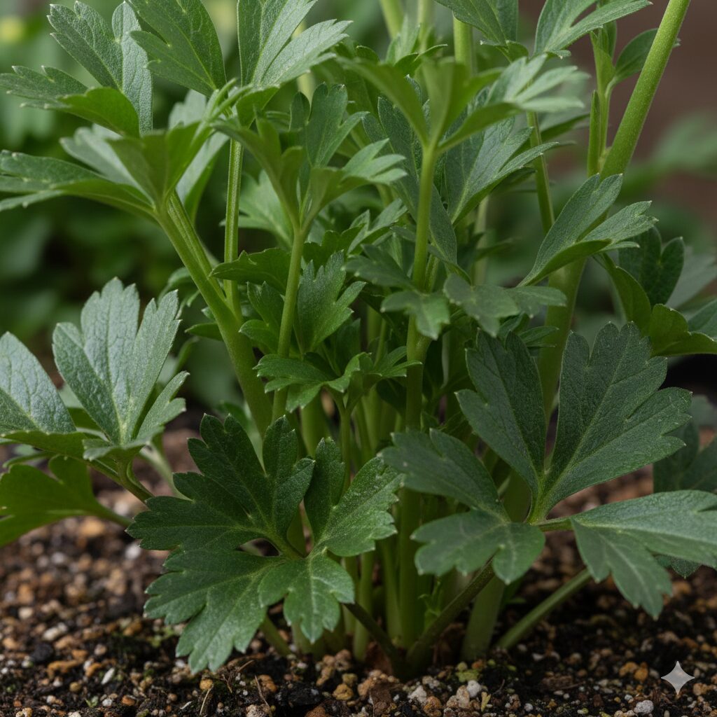 ラナンキュラスラックス 販売時期4　ラナンキュラスラックスの良い苗の選び方を示す太い株元と健康な葉