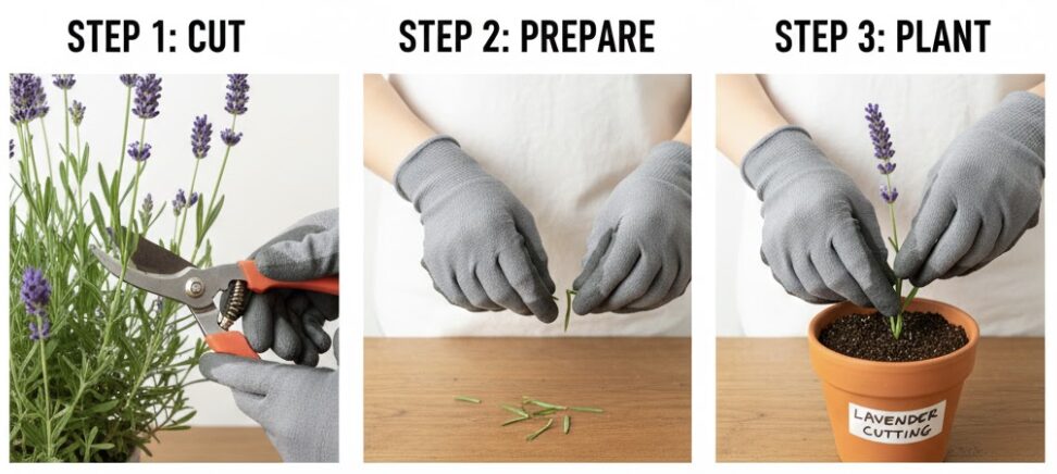 ラベンダー 木質化したら8　木質化したラベンダーを更新するための挿し木（さし穂）の作り方と手順