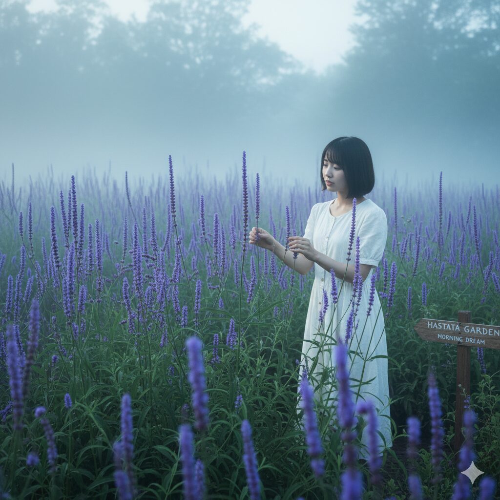 宿根 バーベナ 種類7　　垂直に伸びる独特の花穂が美しい耐寒性の高いバーベナ・ハスタータ