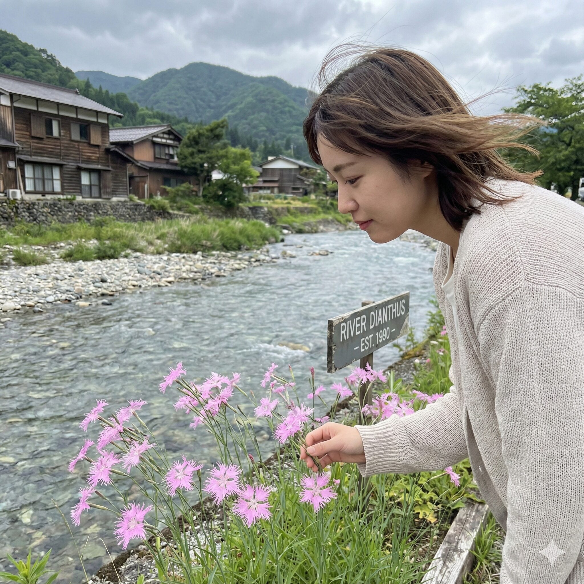 撫子 花言葉 怖い10　大和撫子の由来となった日本原産のカワラナデシコが河原に咲く様子