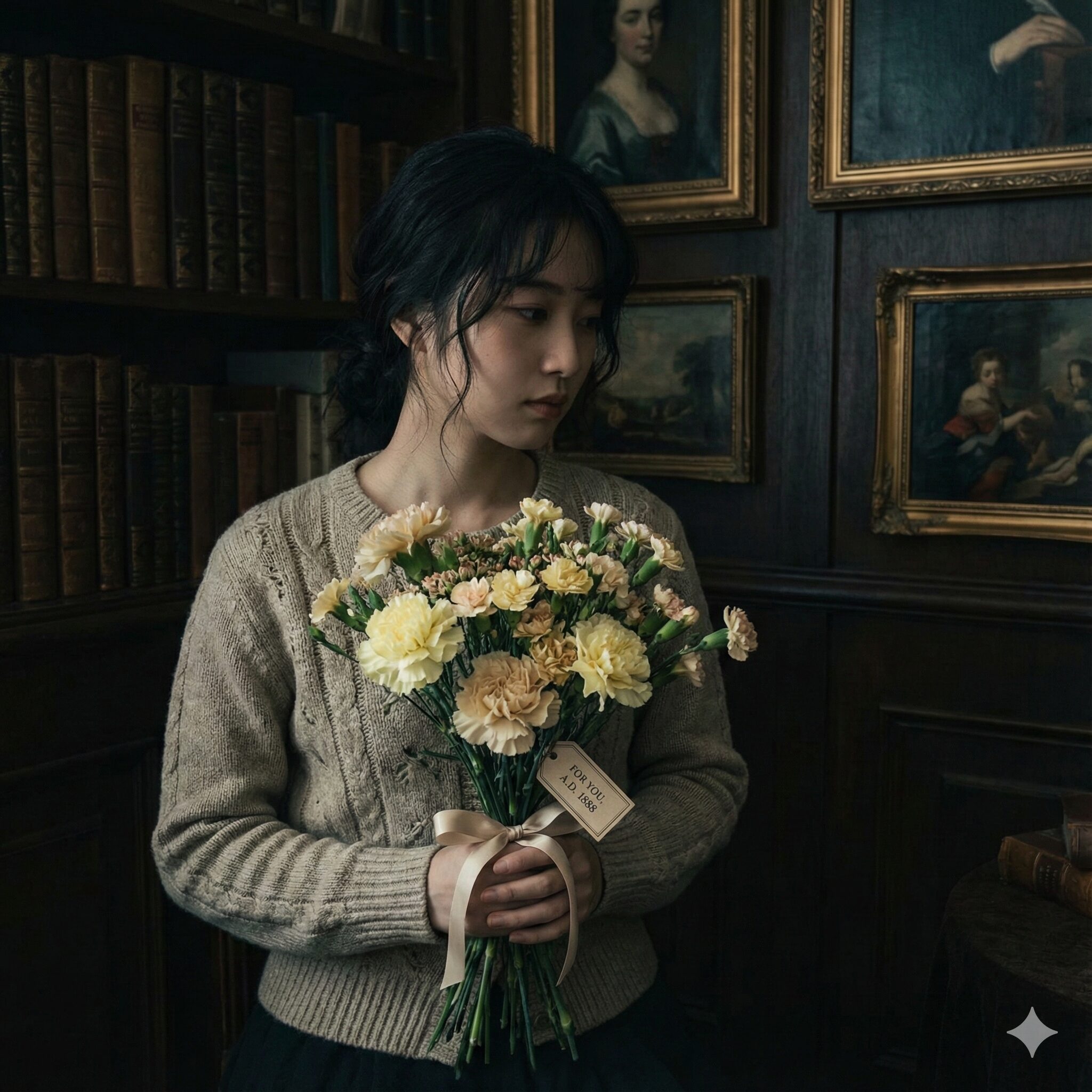 撫子 花言葉 怖い5　西洋で嫉妬や軽蔑の意味を持つとされる黄色いナデシコとカーネーションの花束