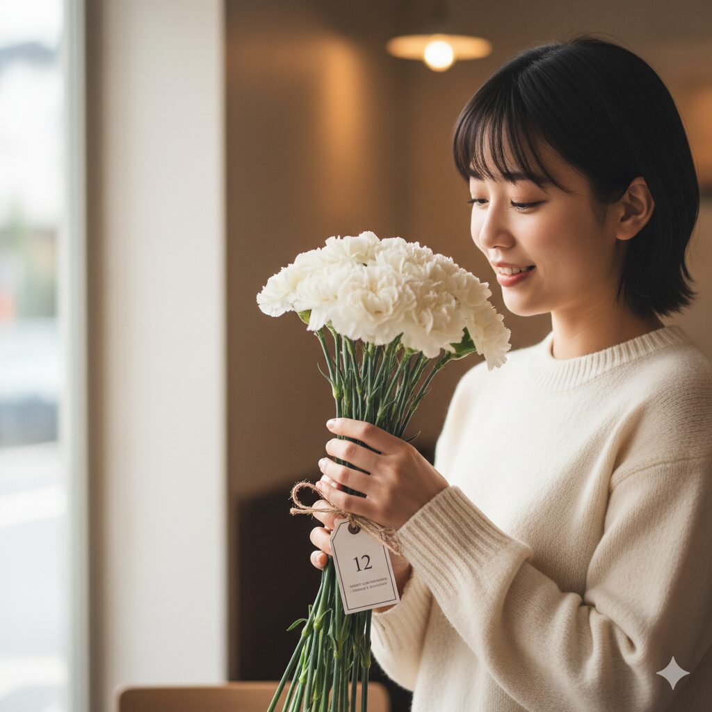 白い カーネーション 花言葉 12本の白いカーネーション ダズンフラワーの花言葉と意味