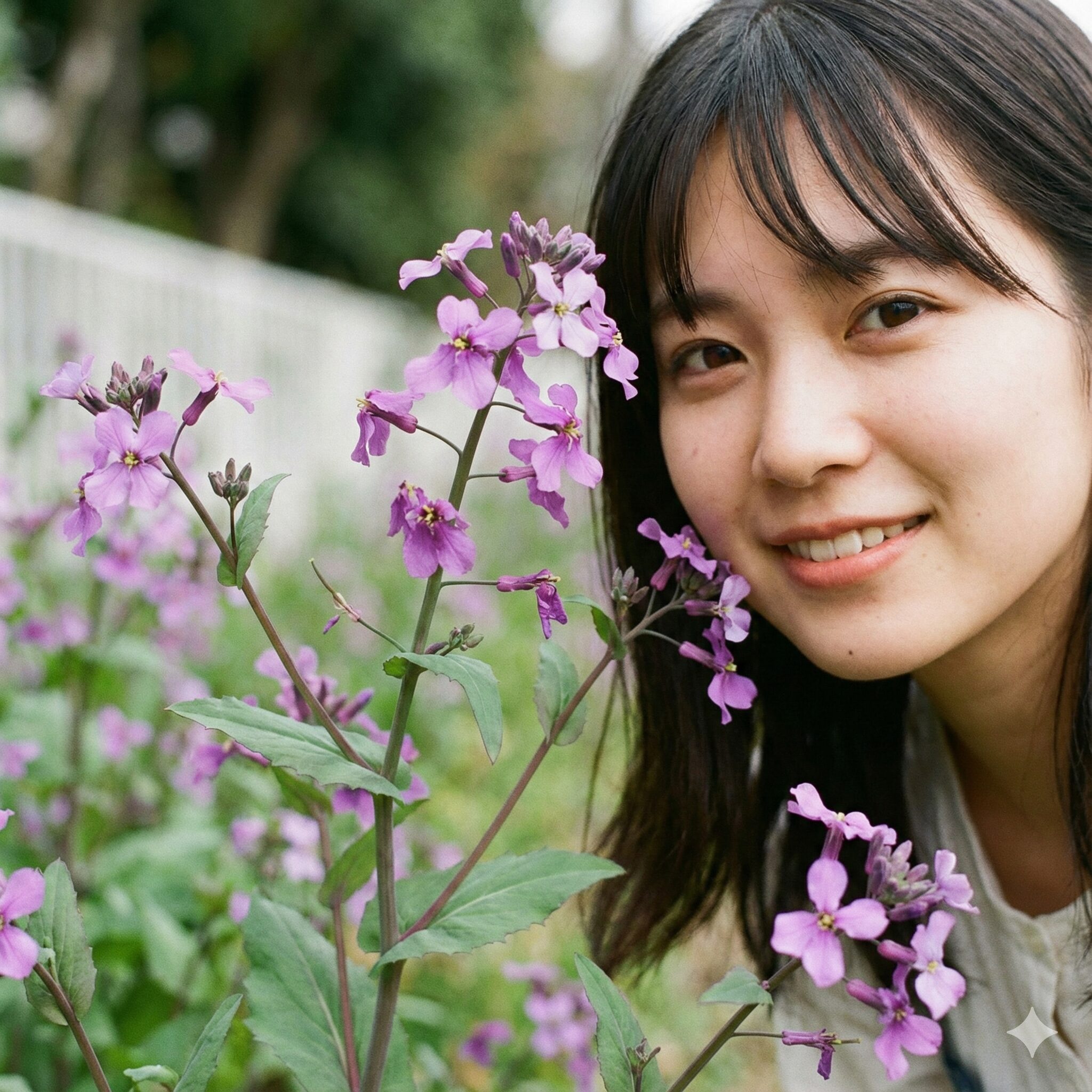 紫花菜の育て方2　十字形の紫色の花と茎を抱く葉が特徴的な紫花菜（オオアラセイトウ）