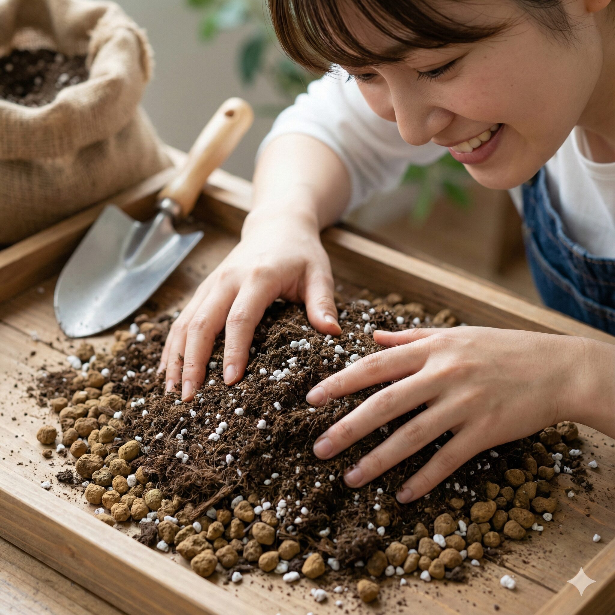 芝桜 の増やし方9　芝桜の根腐れを防ぐためにパーライトや軽石を混ぜた排水性の高い土作り