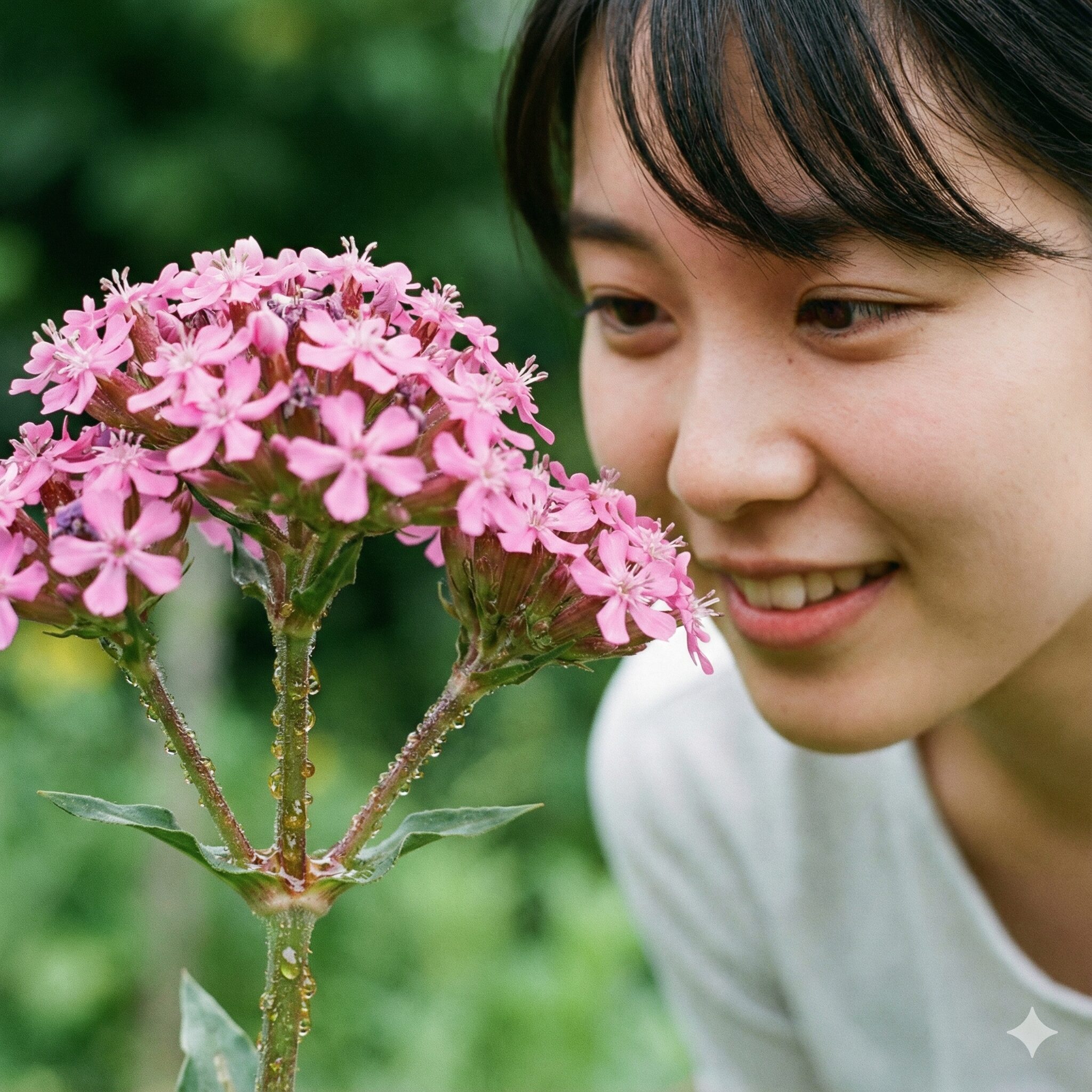 アスター 花言葉 怖い２　「罠」という花言葉の由来となった粘着性のある茎を持つムシトリナデシコの花