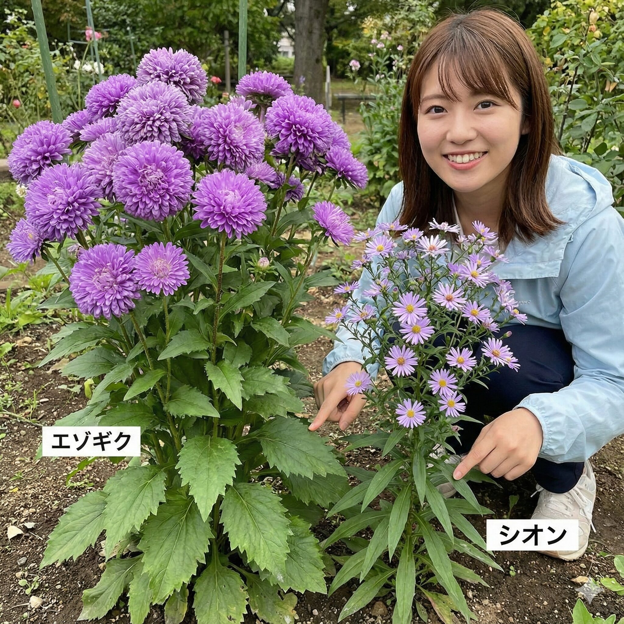 アスター 花言葉 怖い9　一年草のエゾギクと多年草のシオン（宿根アスター）の見た目の違い比較