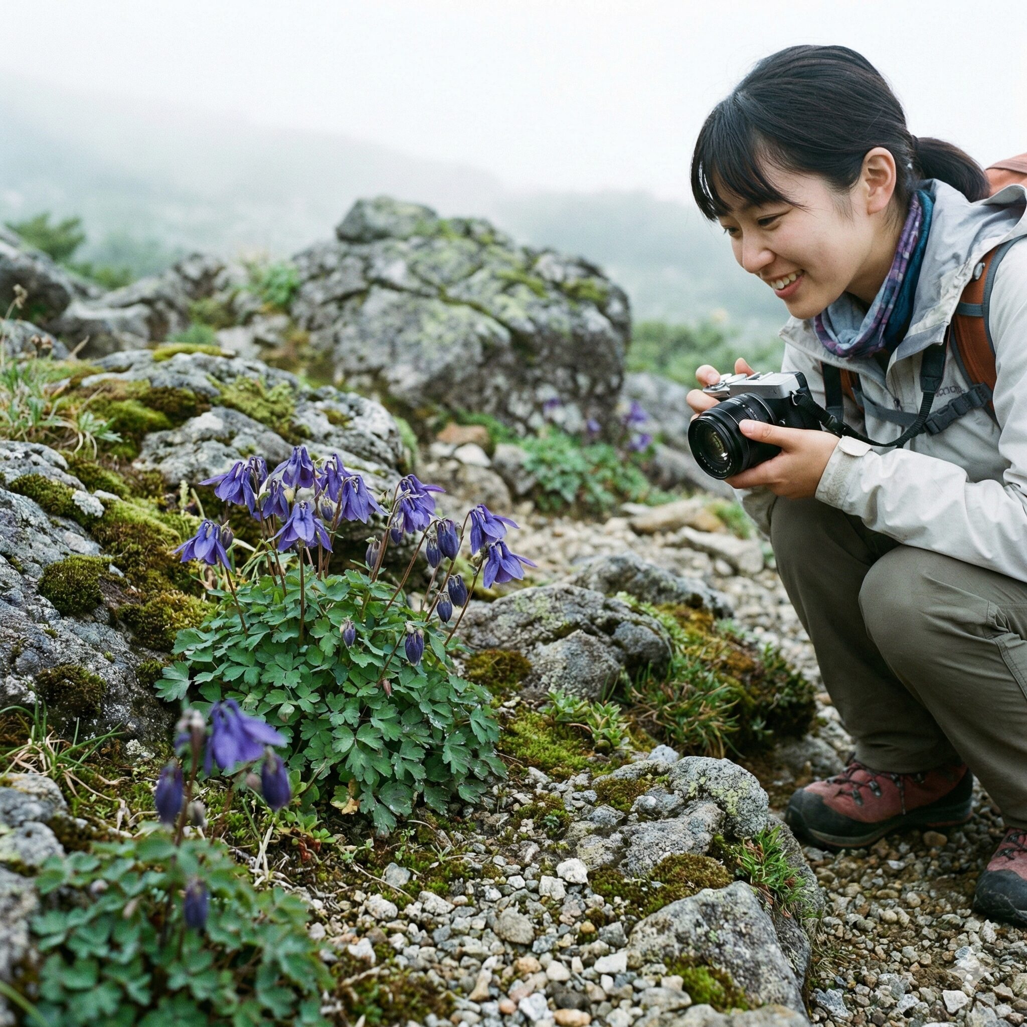 オダマキ 種まき 発芽 しない8　涼しいロックガーデンで可憐に咲く日本原産のミヤマオダマキ