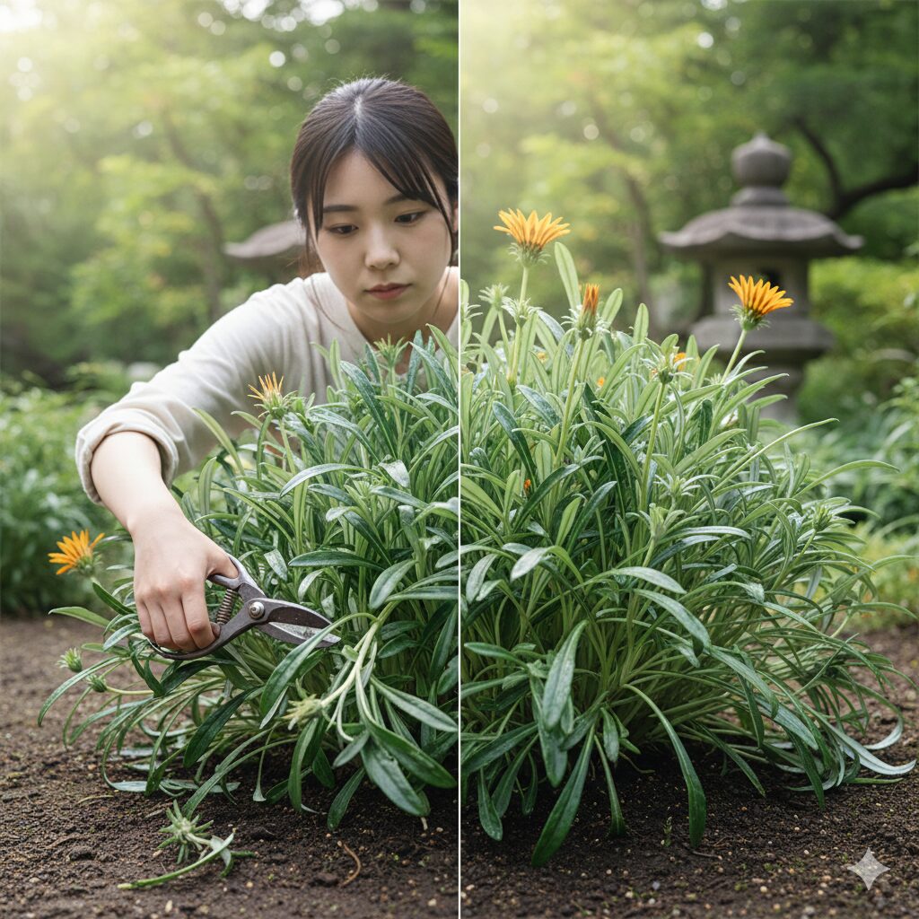 ガザニア 切り戻し 時期3　ガザニアの夏越しを成功させるための梅雨前の大幅な切り戻し剪定