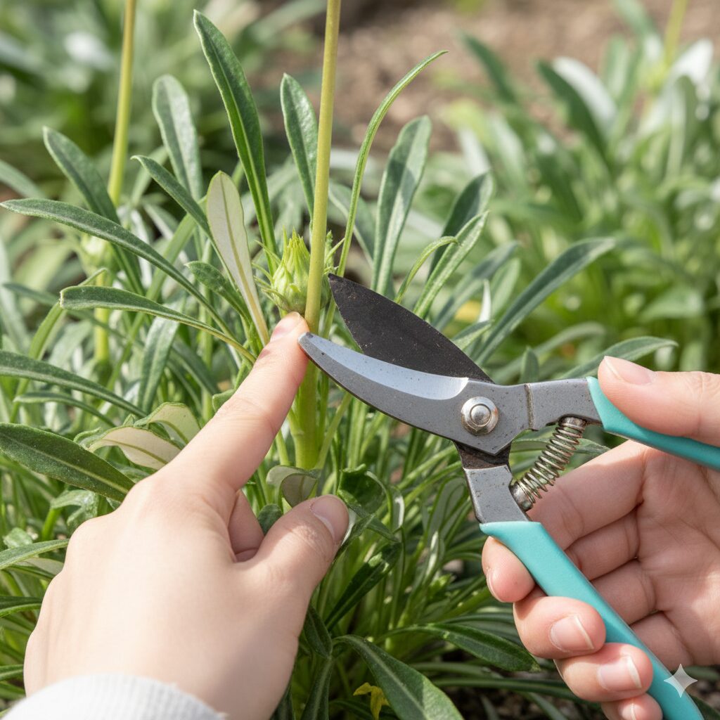 ガザニア 切り戻し 時期8　ガザニアの切り戻しで新しい芽が出る「節」の正確なカット位置