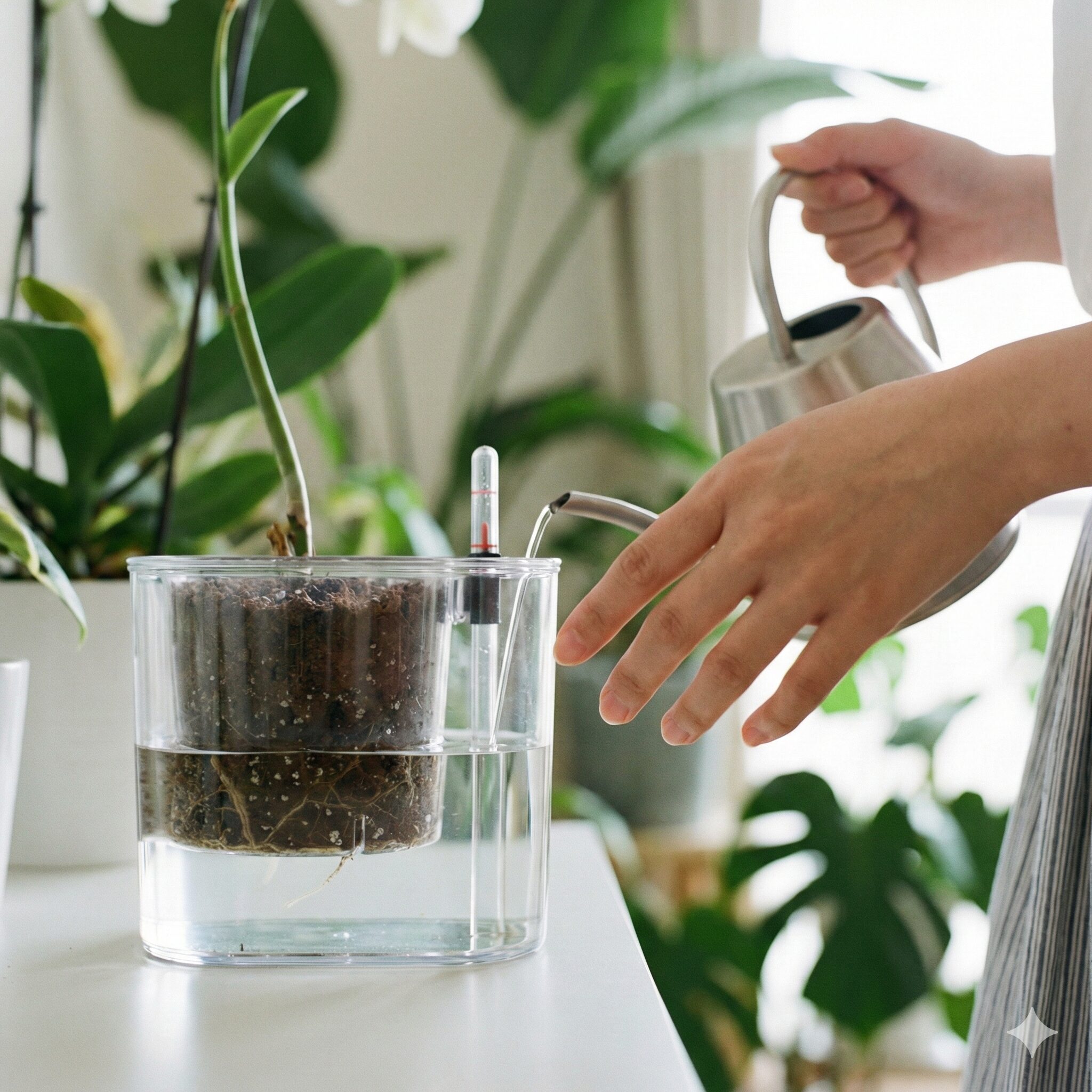 シクラメン 水やり 底面給水4　シクラメンの底面給水鉢で根腐れを防ぐ正しい水位（2/3）の目安