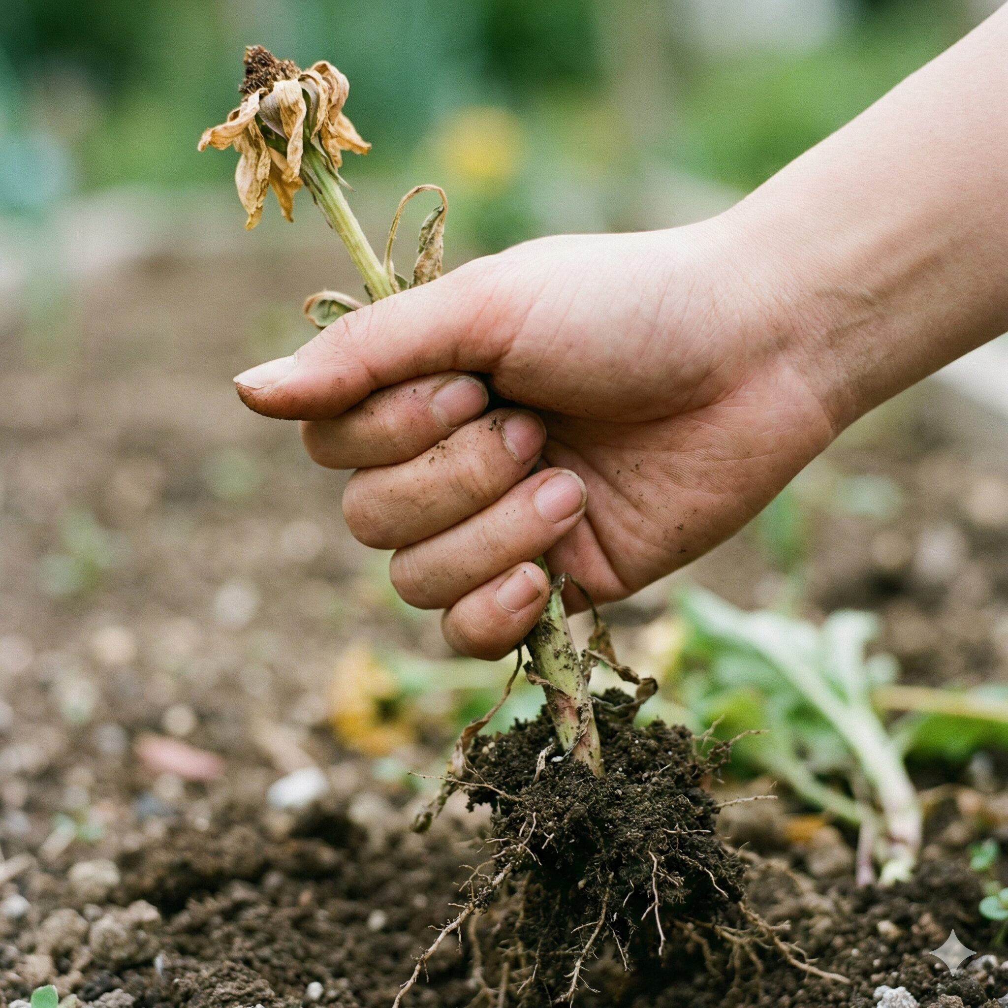 シクラメン 水やり 底面給水8　シクラメンの花がらをハサミを使わず手で根元から抜き取る正しい方法