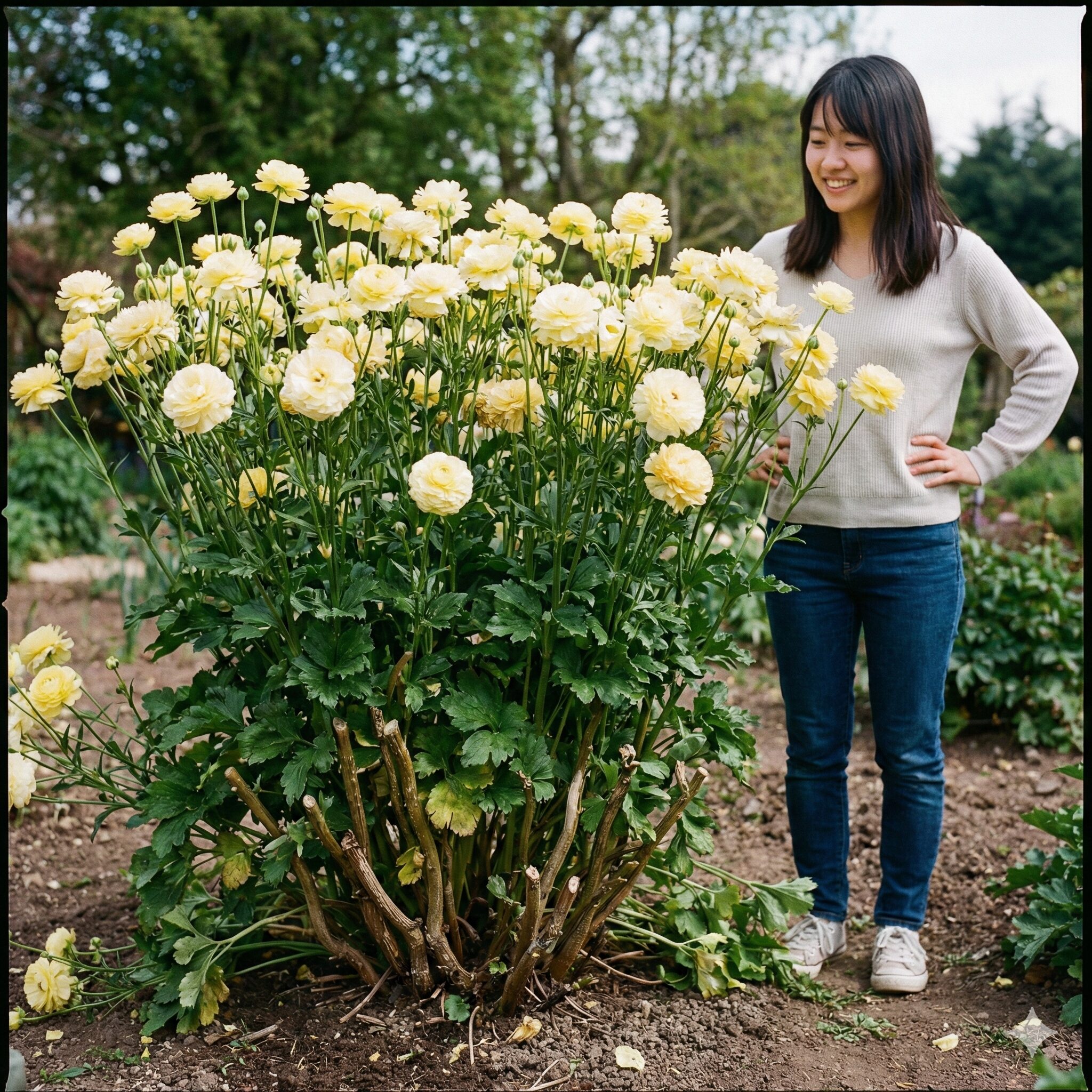 ラナンキュラス ラックス 人気 順7　地植えで植えっぱなしにして数年経過し、大株に成長して満開になったラナンキュラスラックス