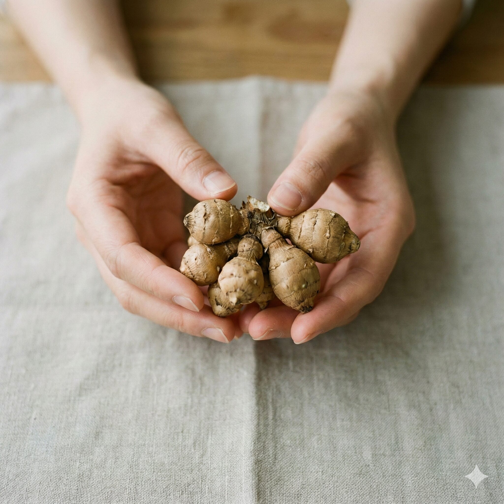 ラナンキュラス ラックス 植え替え 時期5　サツマイモのような形をしたラナンキュラス・ラックスの塊根（球根）の構造