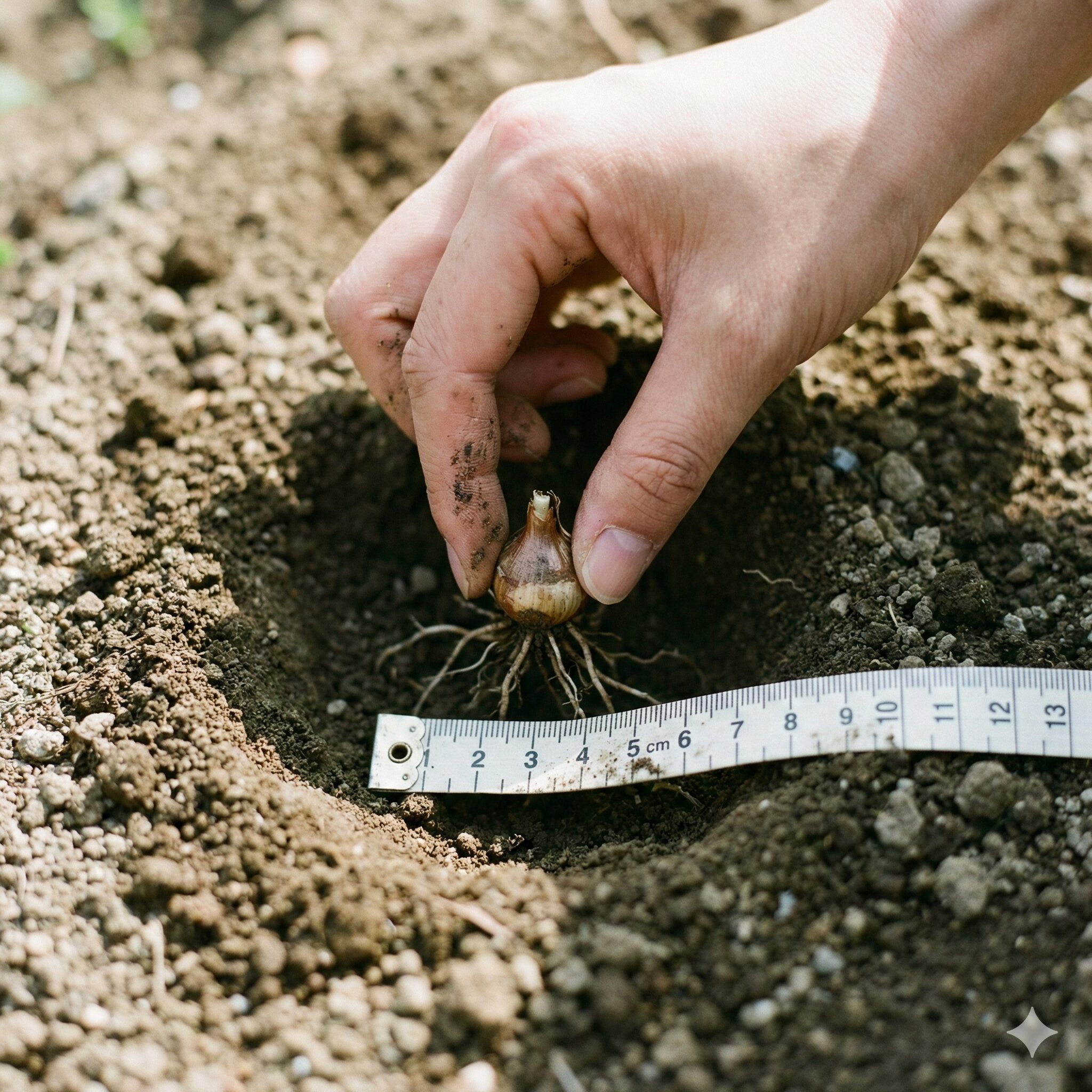 ラナンキュラス 植える 時期8　2〜3cmの適切な深さで、向きを正しく植え付けられるラナンキュラスの球根。