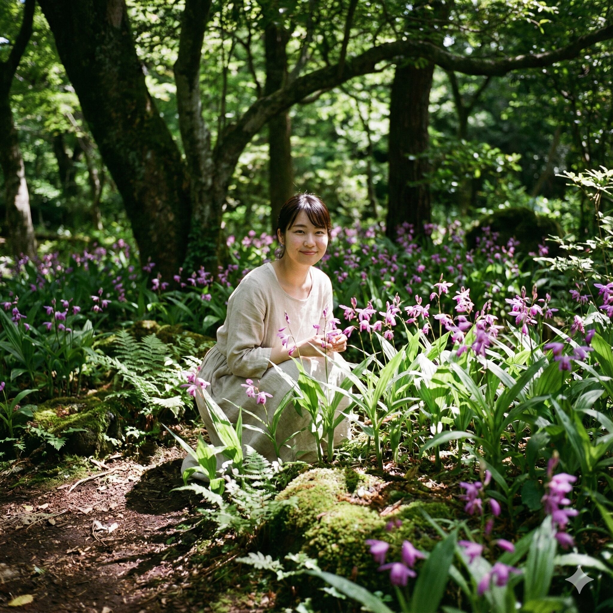 紫蘭 増えすぎ4　木陰などの半日陰（シェードガーデン）で元気に育つ紫蘭（シラン）