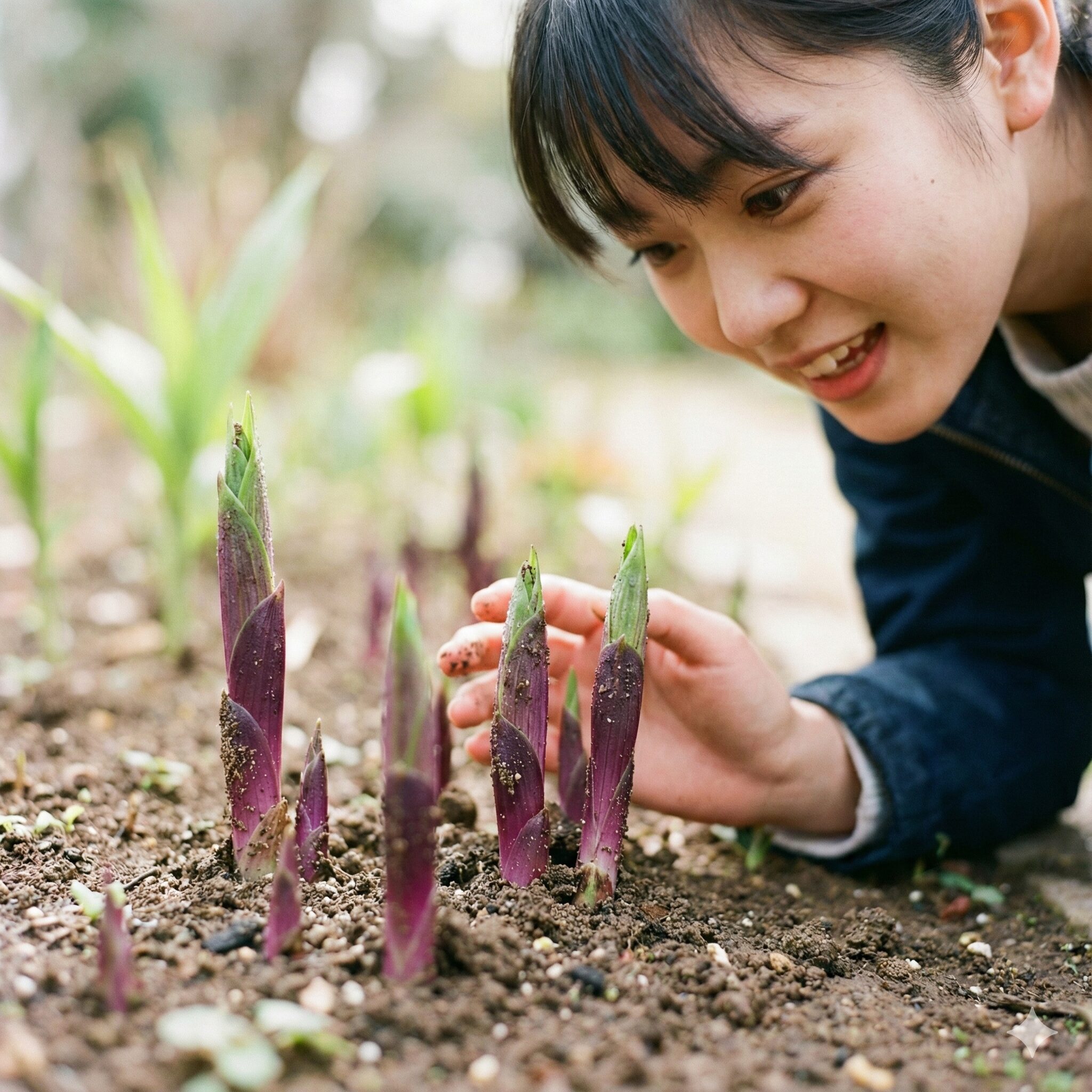 紫蘭 植え替え時期2 春先に土から顔を出した紫蘭（シラン）の瑞々しい新芽