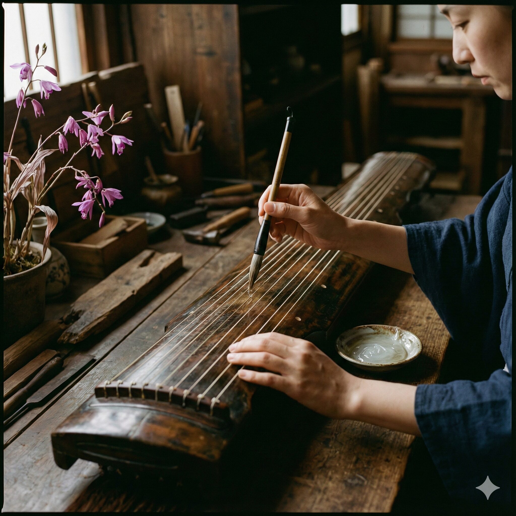 紫蘭花言葉7　伝統楽器の弦や書画の修復に用いられる天然の紫蘭糊（シラン糊）