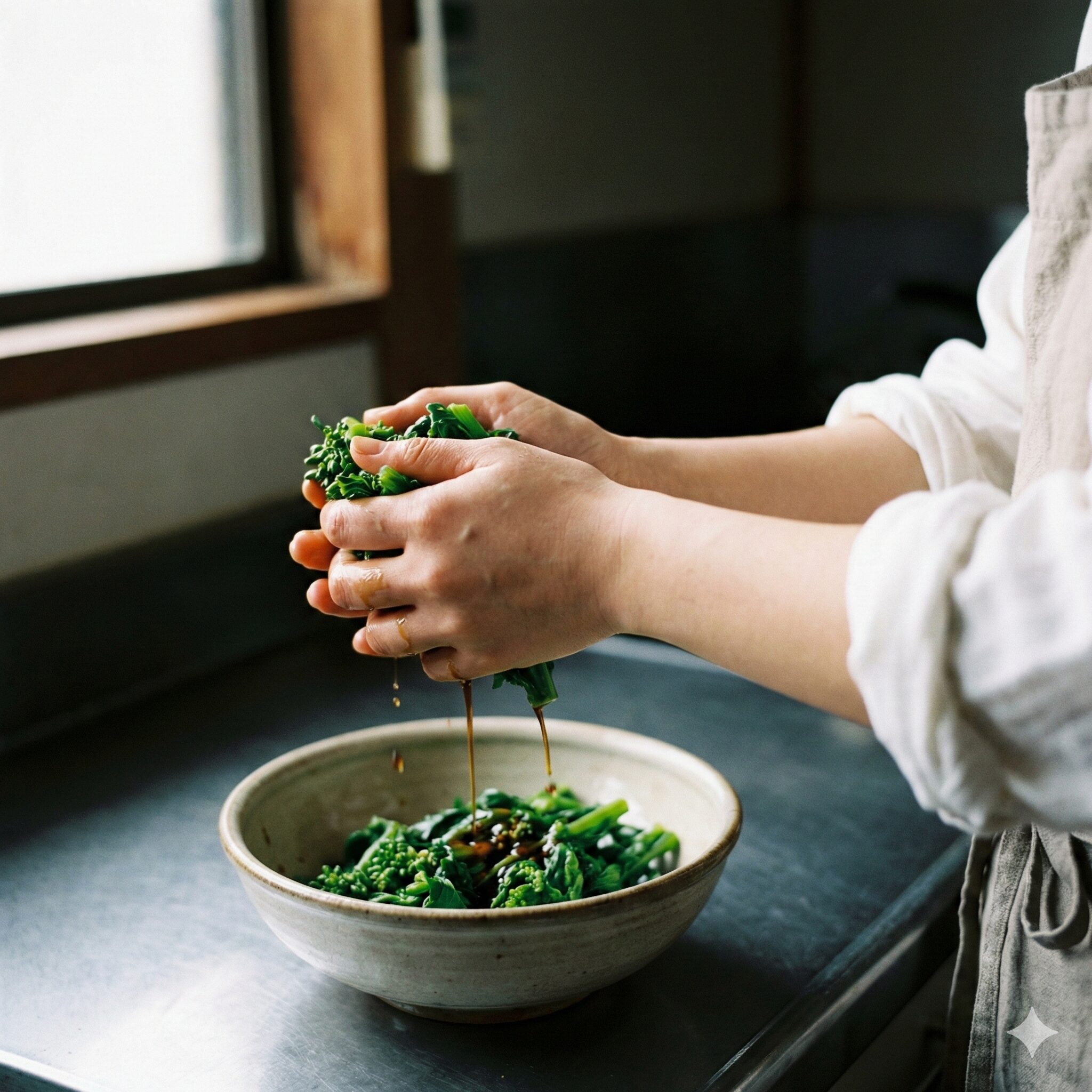 菜の花 レシピ 人気 クックパッド10　和え物の味をプロ級にする菜の花のしょうゆ洗いの工程