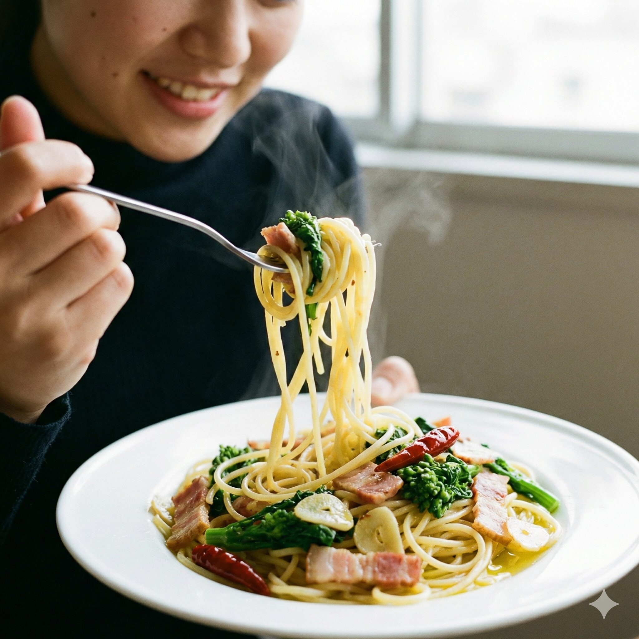 菜の花 レシピ 人気 クックパッド2　クックパッドで人気の菜の花とベーコンのペペロンチーノパスタ
