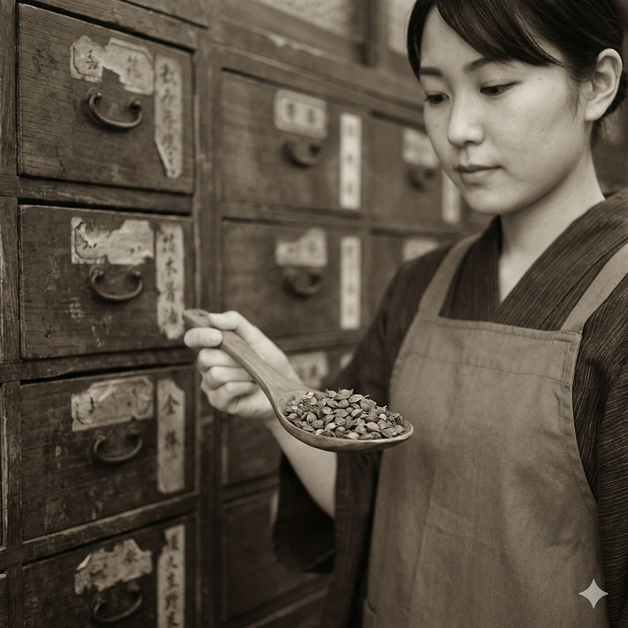 あさがお毒6　生薬「牽牛子（けんごし）」として扱われる朝顔の種子。薬理作用と毒性の両面を持つ歴史的資料。